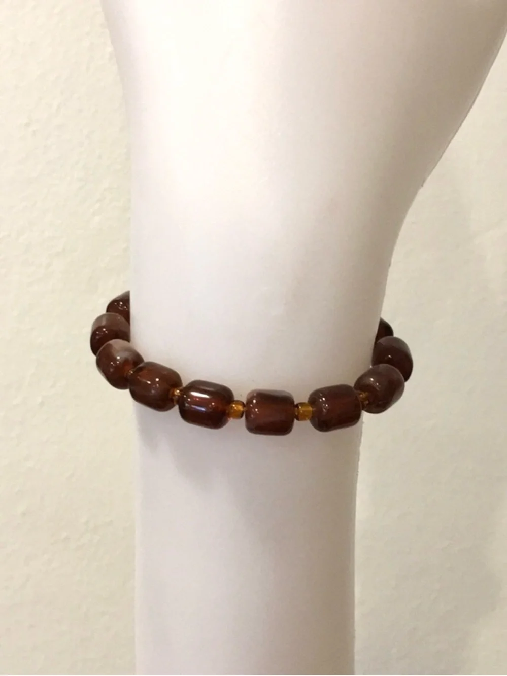 Chocolate Brown glass beads stretchy bracelet
